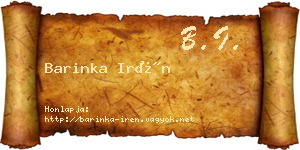Barinka Irén névjegykártya