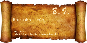 Barinka Irén névjegykártya